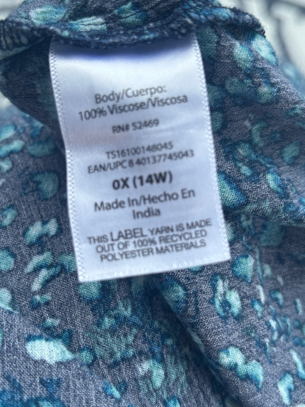 Terra & Sky Women's Navy Blue Patterned Blouse - Picture 4 of 4